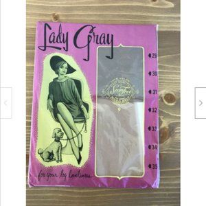 Vtg Lady Gray Seam Free 15 Denier Micro Mesh Thigh High Stockings Hosiery